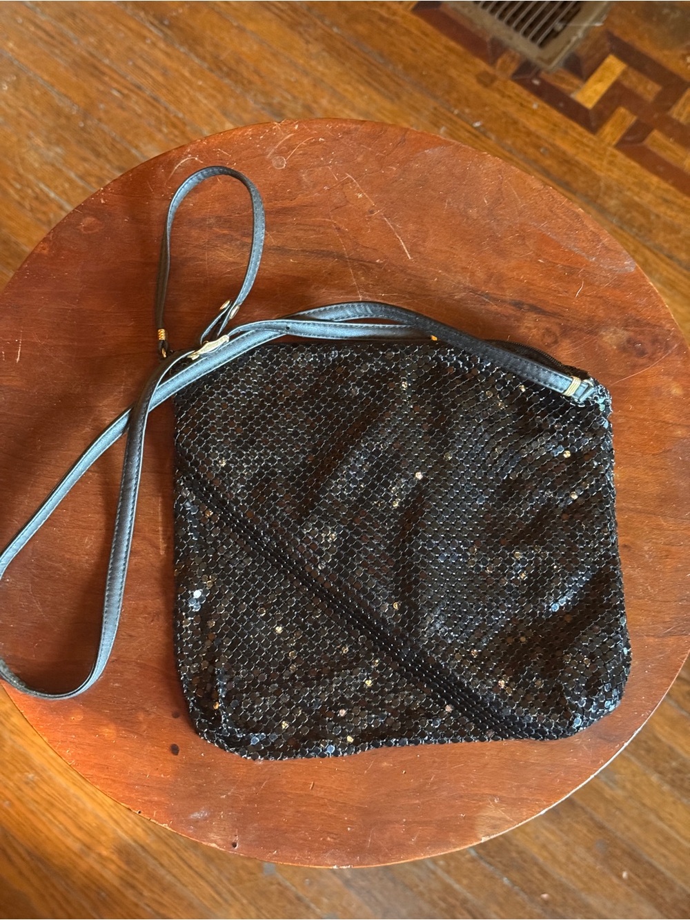 Vintage Whiting & Davis Black Metal Meah Crossbody Bag